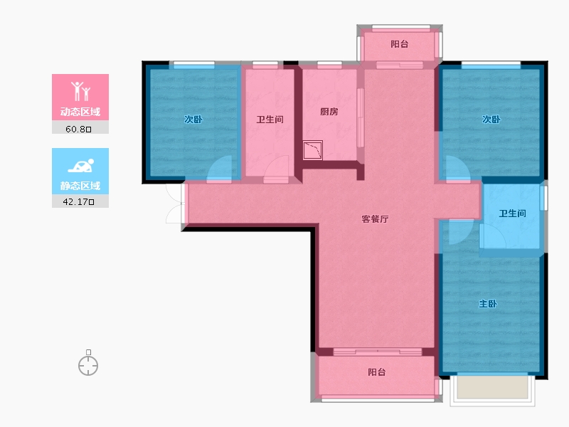 陕西省-咸阳市-同德晨曦园-90.49-户型库-动静分区