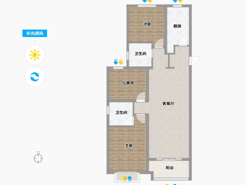 山西省-太原市-远大·凤玺湾-110.00-户型库-采光通风