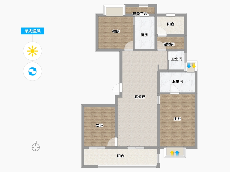 江苏省-苏州市-万象汇花园139-108.00-户型库-采光通风