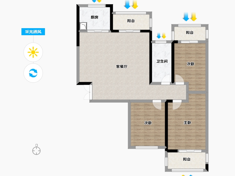 陕西省-汉中市-至尊门第-118.00-户型库-采光通风