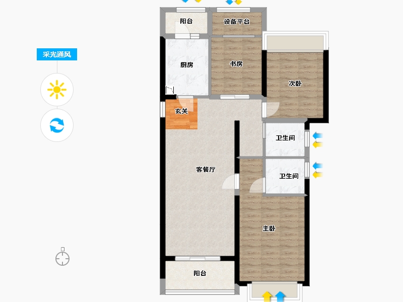 上海-上海市-悦湖名城-93.60-户型库-采光通风