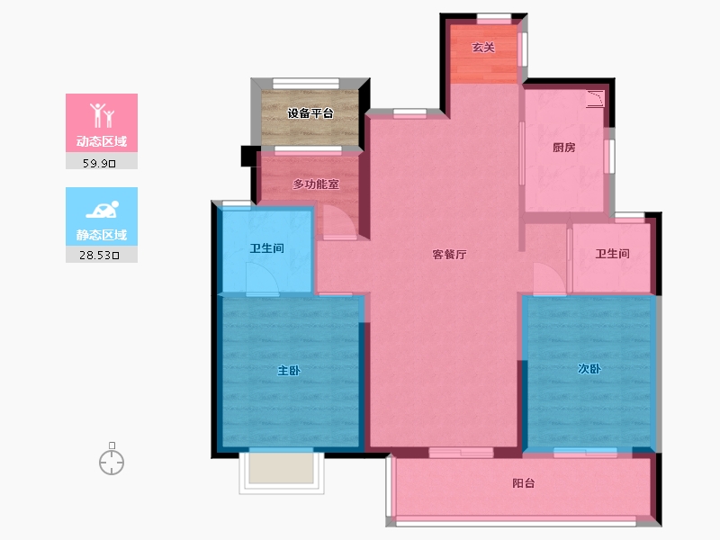 上海-上海市-万科・翡翠铂樾-81.61-户型库-动静分区