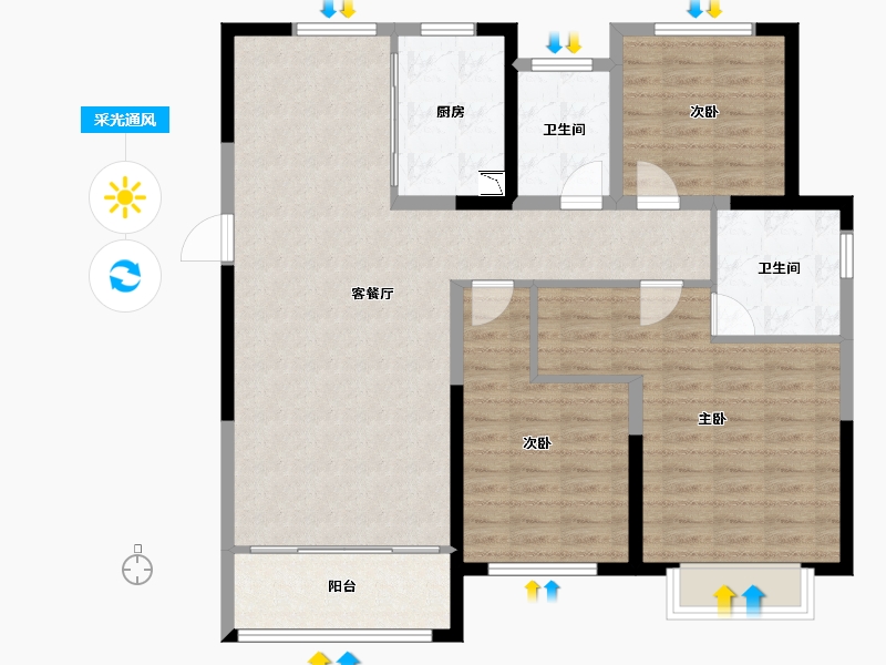 河南省-驻马店市-置地.清苑-109.00-户型库-采光通风