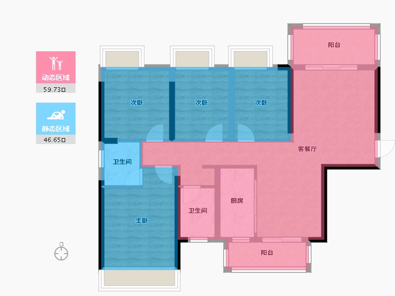 广西壮族自治区-贵港市-奥园顾荣幸福里-94.45-户型库-动静分区