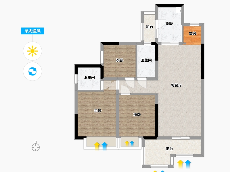 四川省-成都市-蓝光长岛城项目-92.06-户型库-采光通风