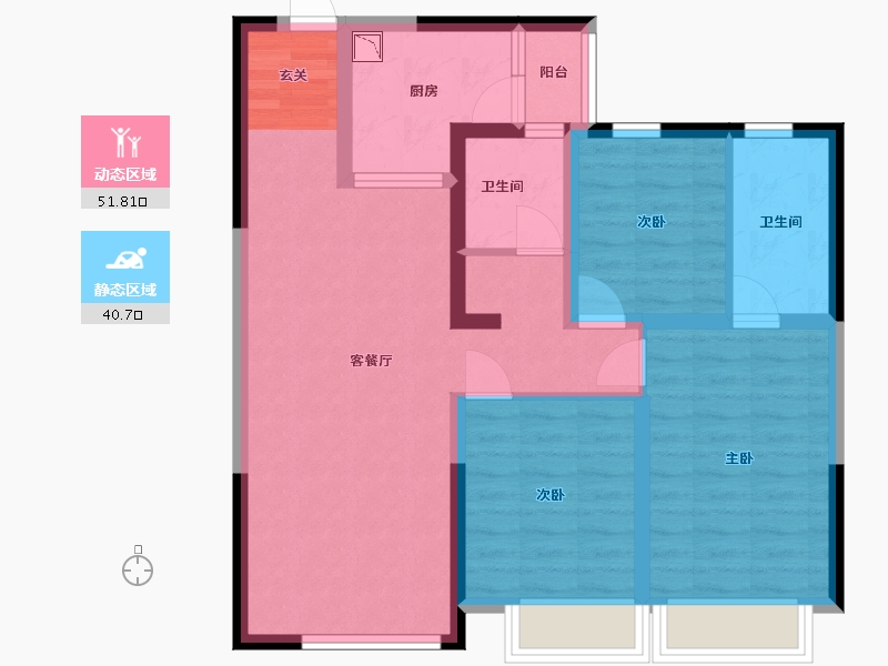 陕西省-西安市-蓝光雍锦湾-81.53-户型库-动静分区