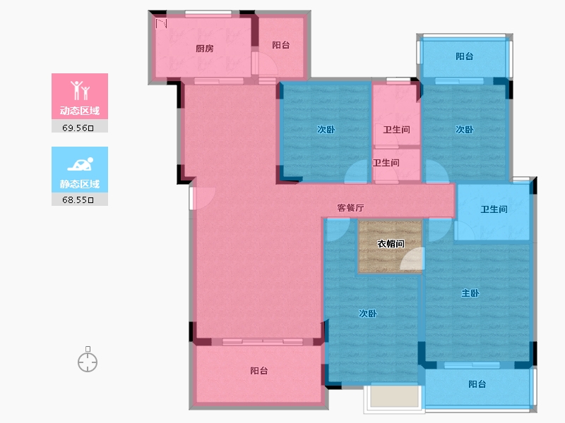 湖北省-恩施土家族苗族自治州-建始・众信・悦融湾-127.95-户型库-动静分区