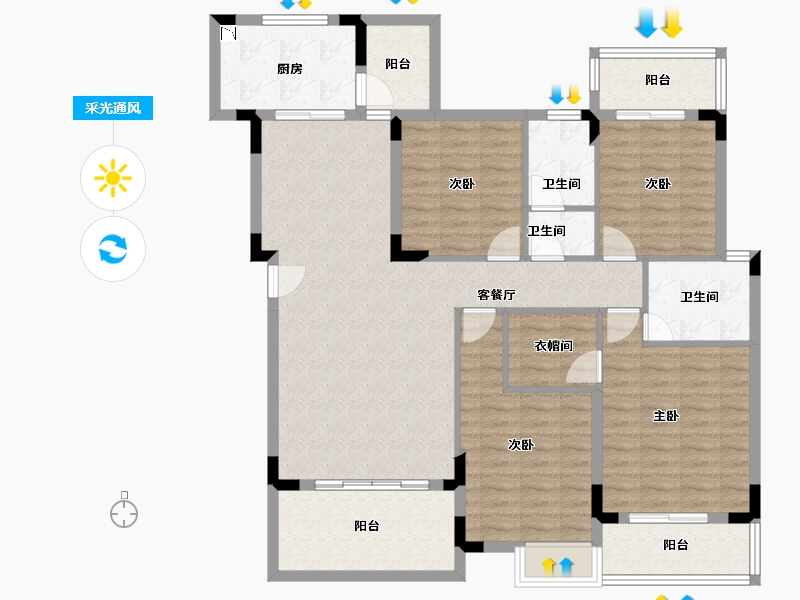 湖北省-恩施土家族苗族自治州-建始・众信・悦融湾-127.95-户型库-采光通风