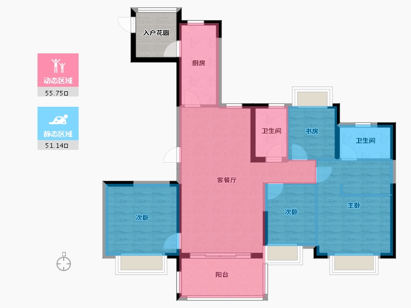 湖北省-宜昌市-恒大华府-100.67-户型库-动静分区