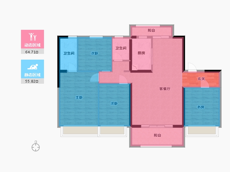 青海省-西宁市-碧桂园凤凰城-108.16-户型库-动静分区