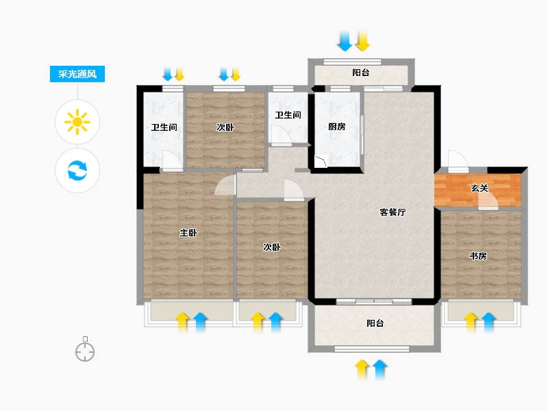 青海省-西宁市-碧桂园凤凰城-108.16-户型库-采光通风