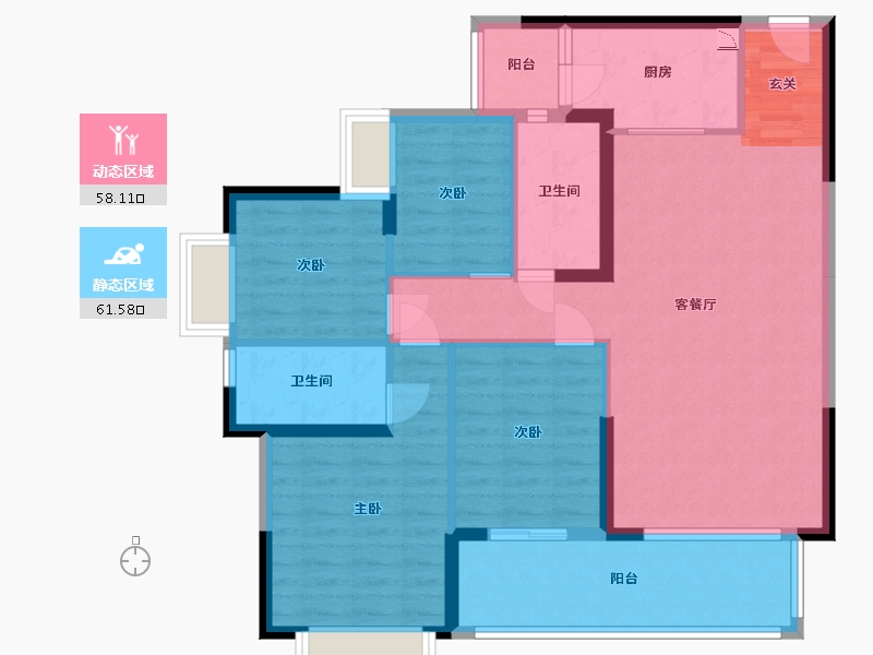 广东省-惠州市-华洪・明珠花园-107.79-户型库-动静分区