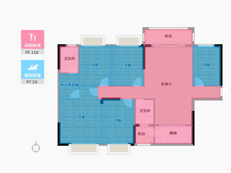 广西壮族自治区-钦州市-孟泽雅居-119.61-户型库-动静分区