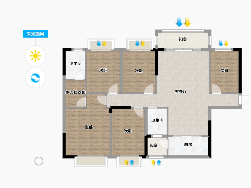 广西壮族自治区-钦州市-孟泽雅居-119.61-户型库-采光通风