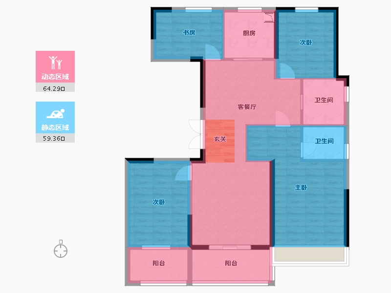 江苏省-扬州市-佳源玖珑湾-111.20-户型库-动静分区