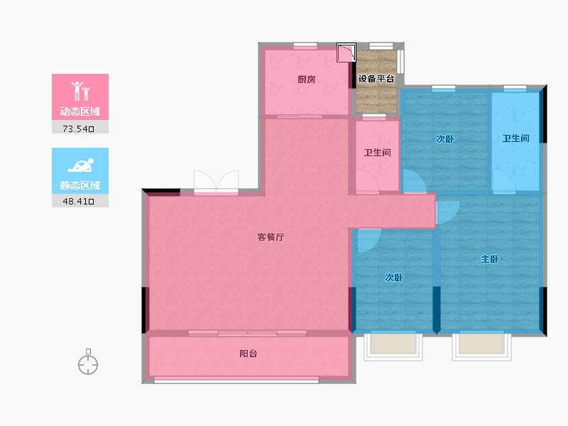 浙江省-杭州市-中粮瑞府-114.40-户型库-动静分区