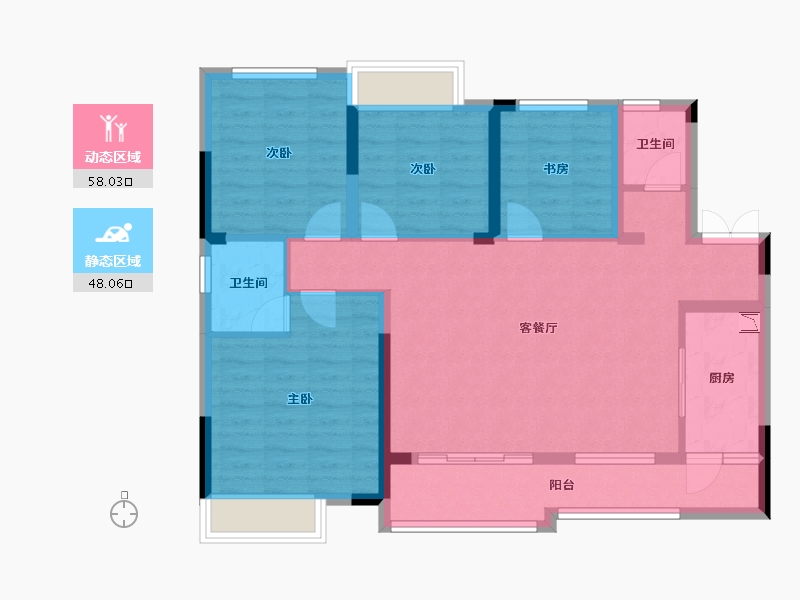 重庆-重庆市-天泰·钢城印象-94.64-户型库-动静分区