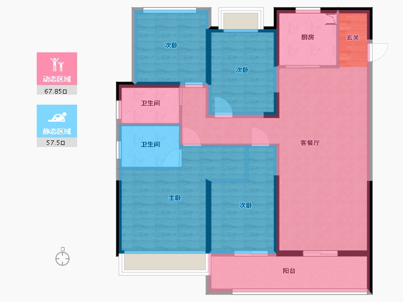 江苏省-苏州市-荷岸晓风花园-112.00-户型库-动静分区