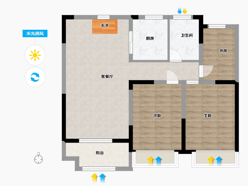 江苏省-扬州市-星地雅苑-82.40-户型库-采光通风