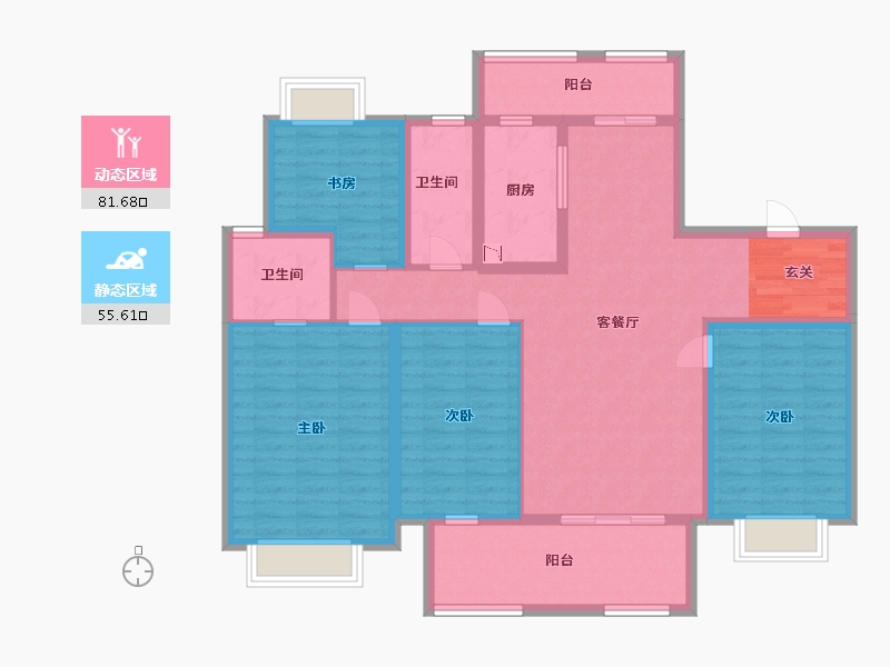 江苏省-扬州市-艺树院-122.41-户型库-动静分区