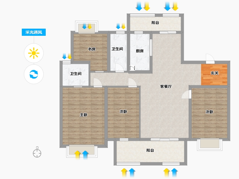 江苏省-扬州市-艺树院-122.41-户型库-采光通风