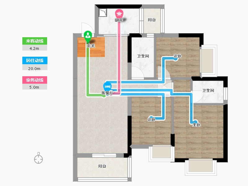 广东省-东莞市-天麟八号公馆-69.21-户型库-动静线