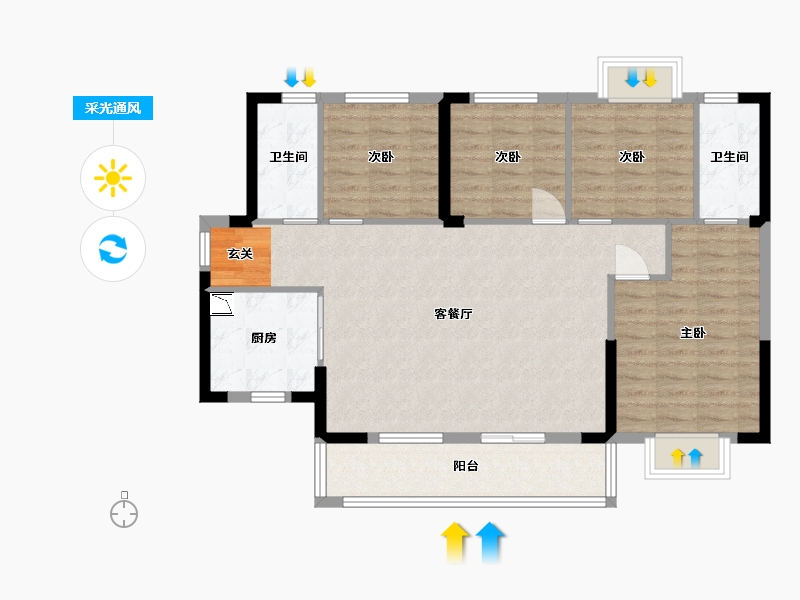 广东省-东莞市-天麟八号公馆-98.47-户型库-采光通风