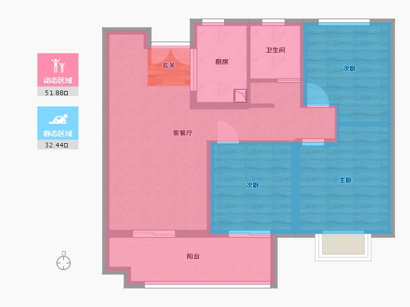 河北省-石家庄市-万科翡翠书院-74.93-户型库-动静分区