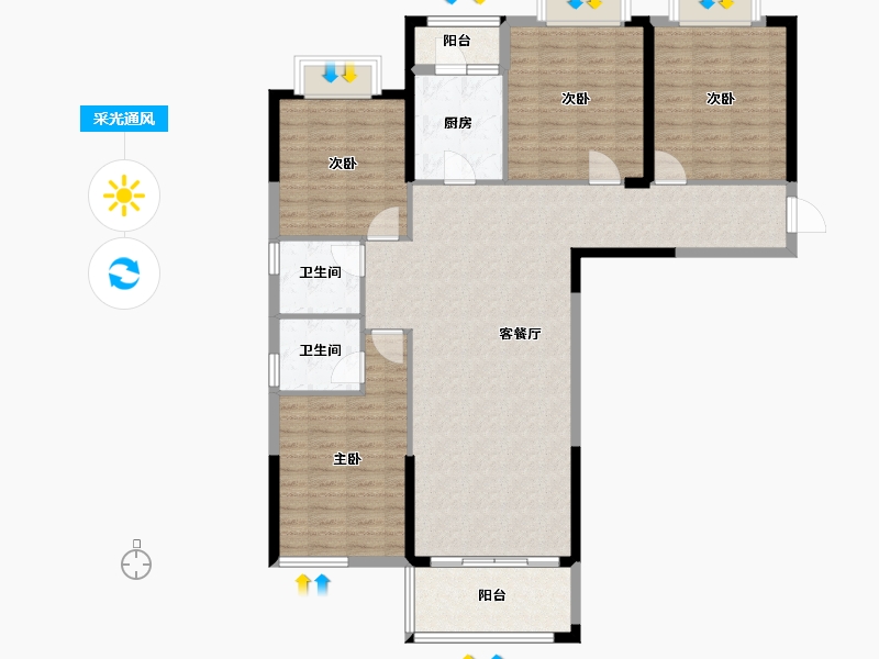 广东省-河源市-家和西岸悦湾-122.08-户型库-采光通风