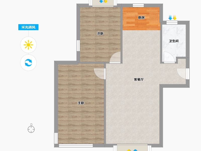 山东省-青岛市-蓝图二期、-69.66-户型库-采光通风