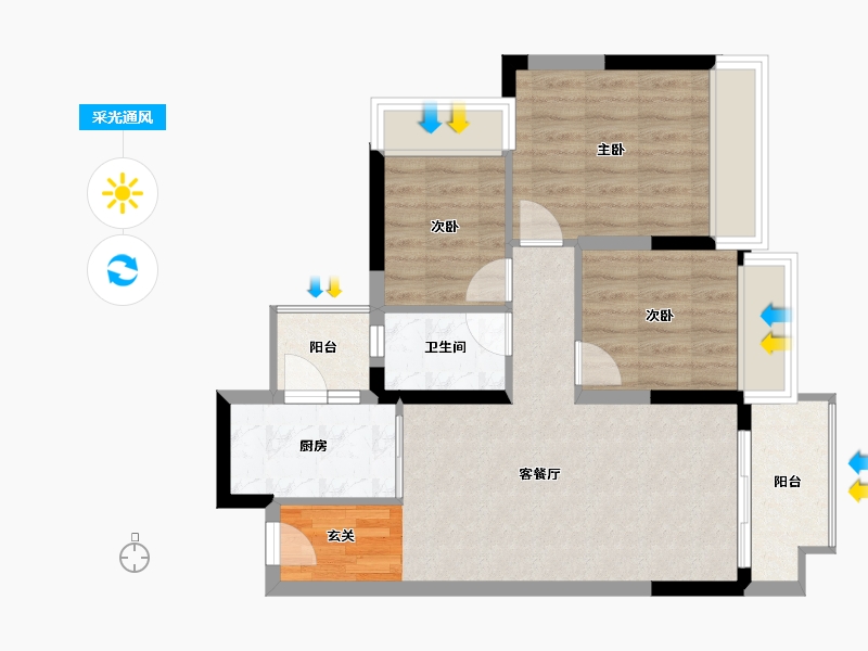 广东省-惠州市-海伦堡・海伦�Z园-67.38-户型库-采光通风