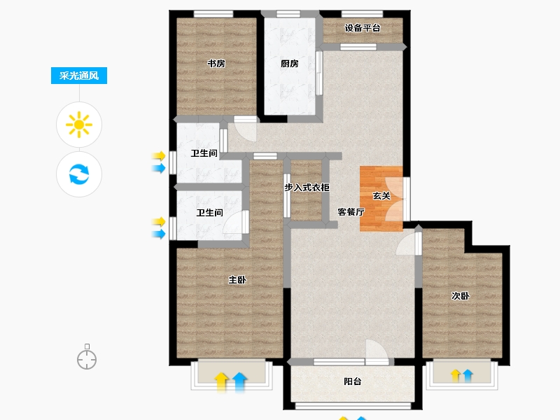 河北省-石家庄市-弘石湾・尚府-102.02-户型库-采光通风