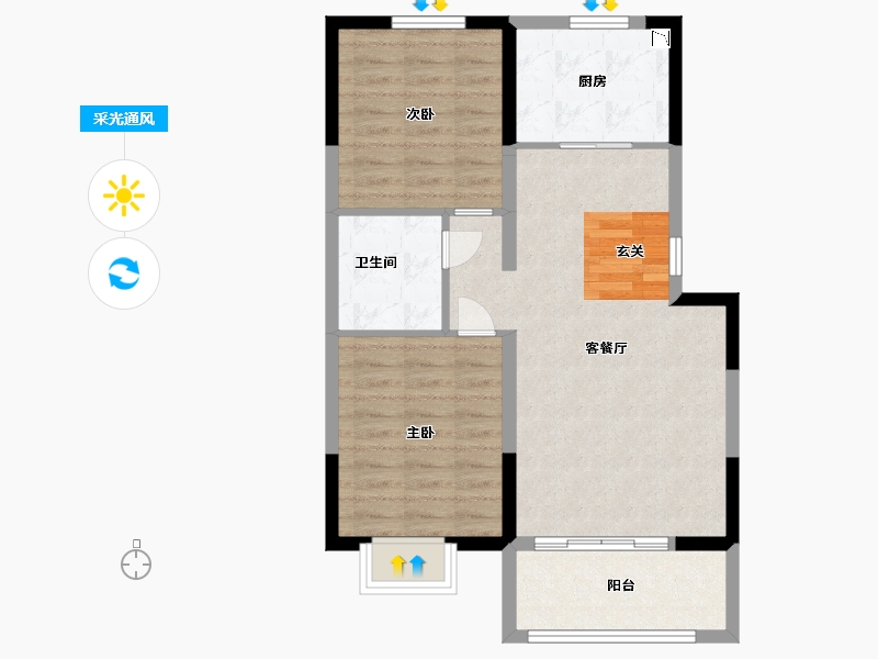 河北省-石家庄市-碧桂园云樾风华-69.60-户型库-采光通风