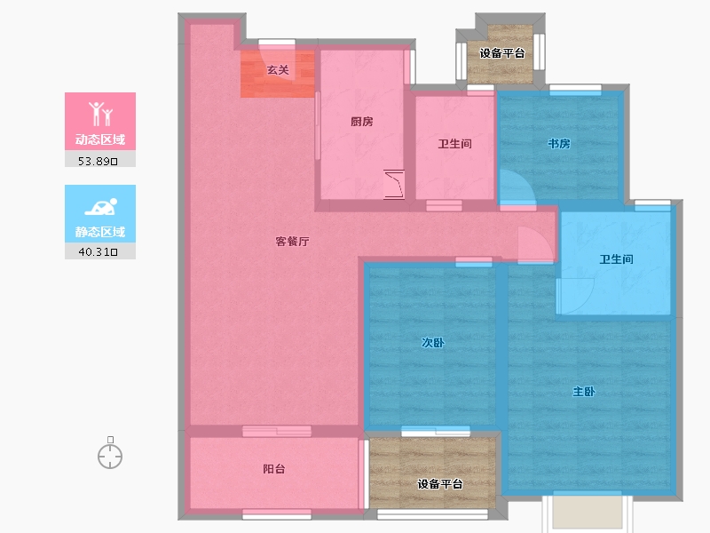 河北省-石家庄市-中冶德贤华府-89.64-户型库-动静分区