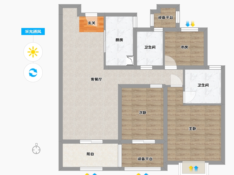 河北省-石家庄市-中冶德贤华府-89.64-户型库-采光通风