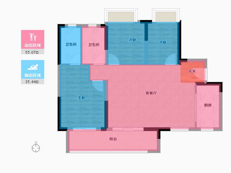 广东省-惠州市-海伦堡・海伦�Z园-81.67-户型库-动静分区