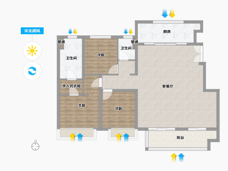 河南省-郑州市-龙湖・景粼玖序-114.40-户型库-采光通风