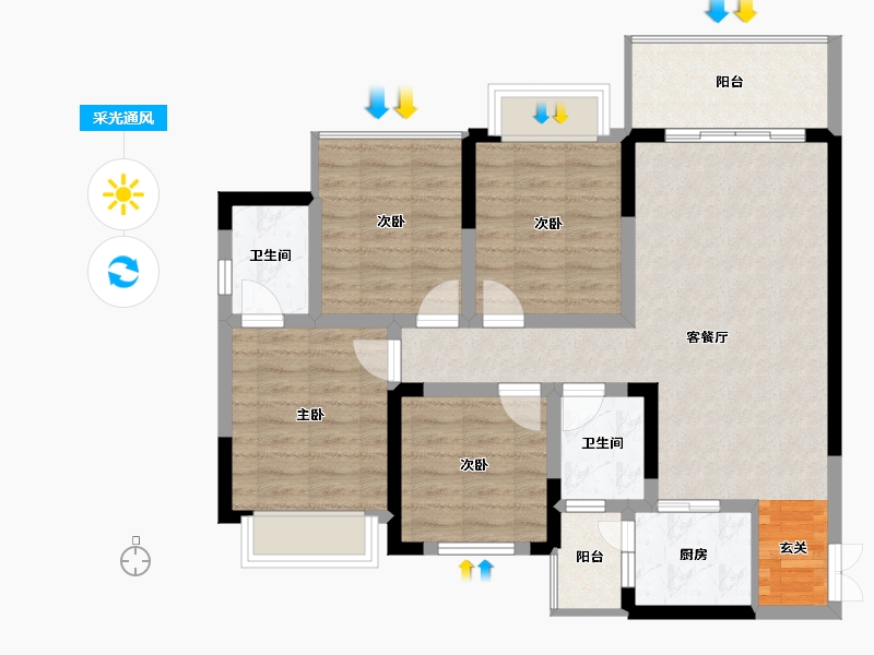 四川省-广安市-东樾府・上誉-87.56-户型库-采光通风