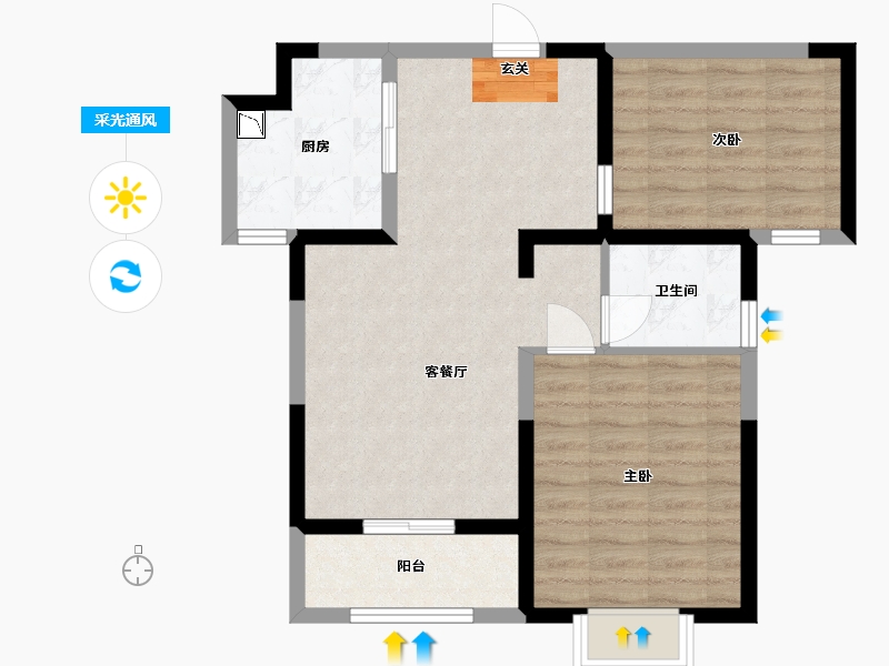 天津-天津市-华侨城碧桂园天境-68.00-户型库-采光通风