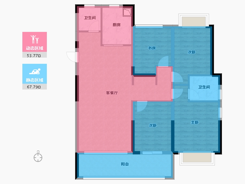 广西壮族自治区-桂林市-华夏麒麟・桂林公馆-109.35-户型库-动静分区