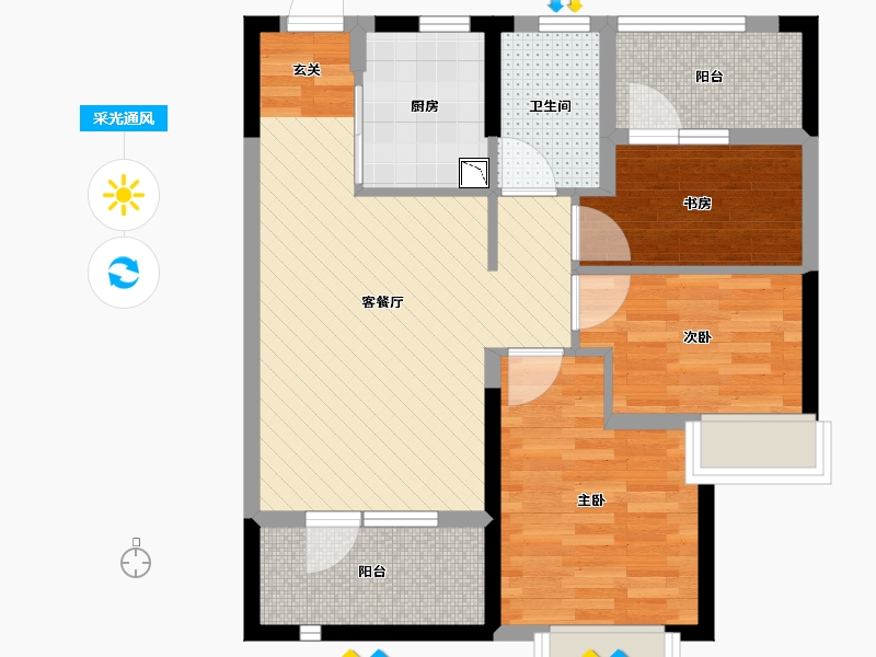 山东省-青岛市-卓越蔚蓝群岛-67.00-户型库-采光通风