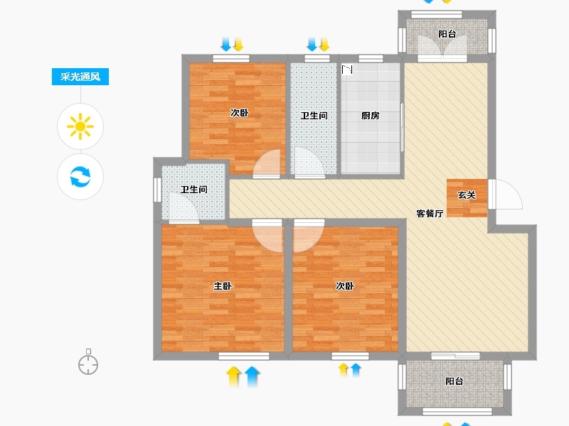 江苏省-徐州市-翡翠城-96.80-户型库-采光通风