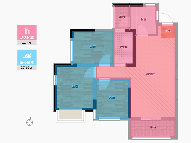 四川省-成都市-龙腾东麓城-61.89-户型库-动静分区