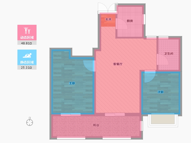 浙江省-宁波市-杭州湾世纪城-64.44-户型库-动静分区