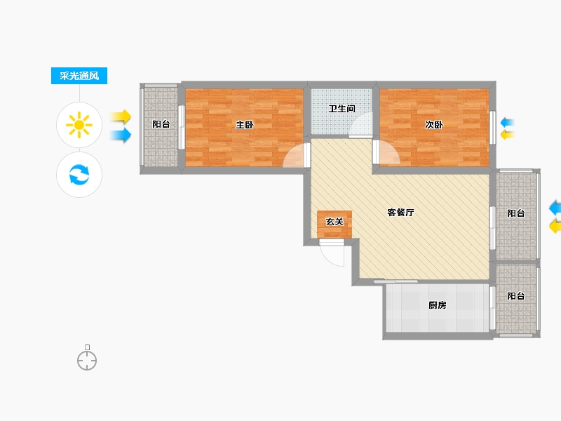 山西省-长治市-滨河湾-66.67-户型库-采光通风