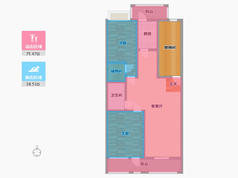 湖北省-黄冈市-温泉镇国道小区6号-112.06-户型库-动静分区