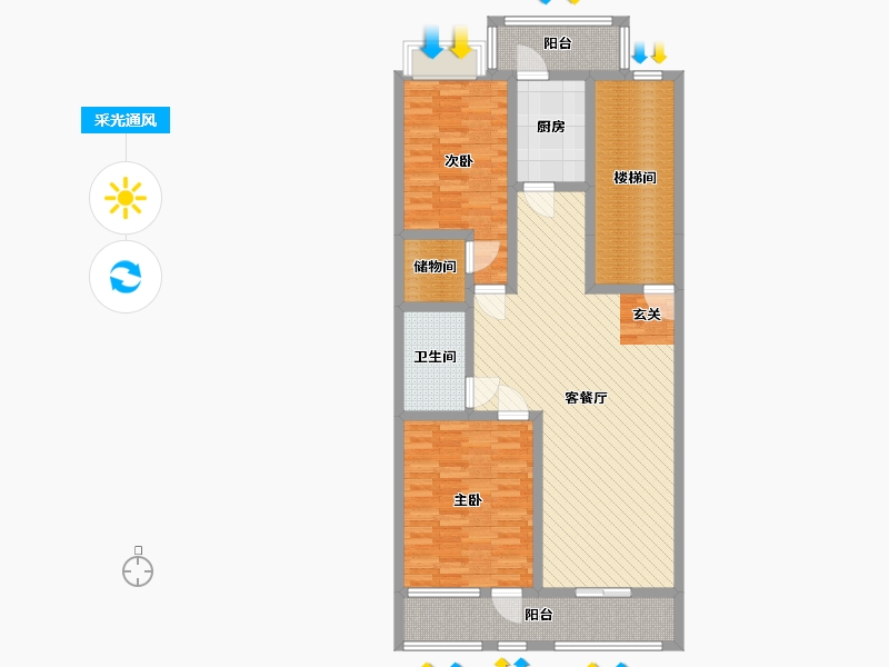 湖北省-黄冈市-温泉镇国道小区6号-112.06-户型库-采光通风