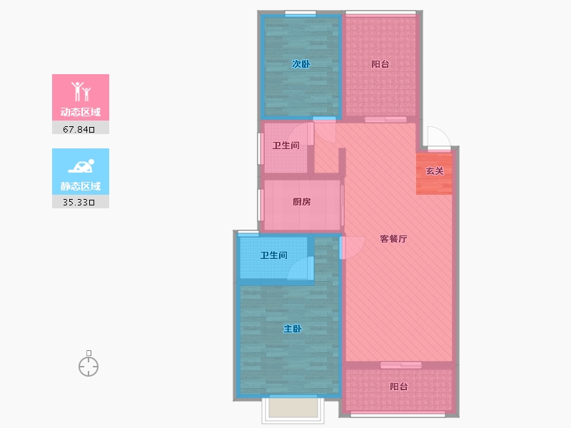 湖北省-随州市-金域龙湾-89.83-户型库-动静分区