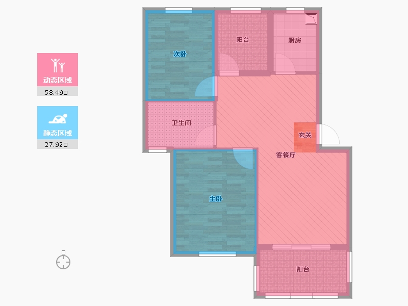 湖北省-咸宁市-文博园-76.68-户型库-动静分区