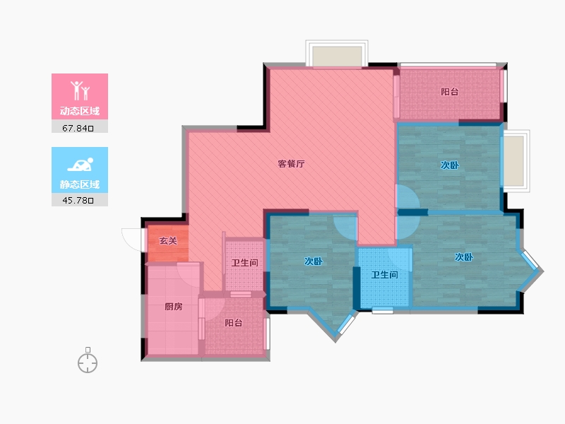 四川省-成都市-东立国际花城三期-100.91-户型库-动静分区